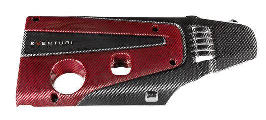 Tapa de motor de fibra de carbono y kevlar rojo Eventuri para Honda Civic Type R FK2 / FK8 / FL5