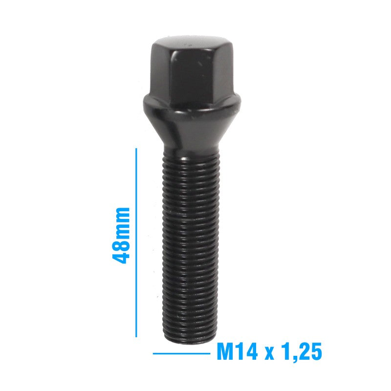 WHEEL BOLT OMP SPEED M14X1.25 HEX: 17 L: 48MM CONE COLOR: BLACK SET: 4PCS/BAG+CARD MATERIALS: DIN 10.9