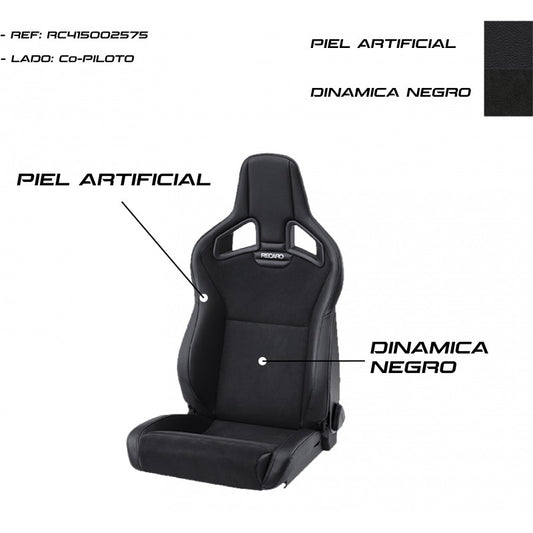 ASIENTO RECARO CROSS SPORTSTER CS AIRBAG PIEL ARTIFICIAL NEGRO/DINAMICA NEGRO COPILOTO