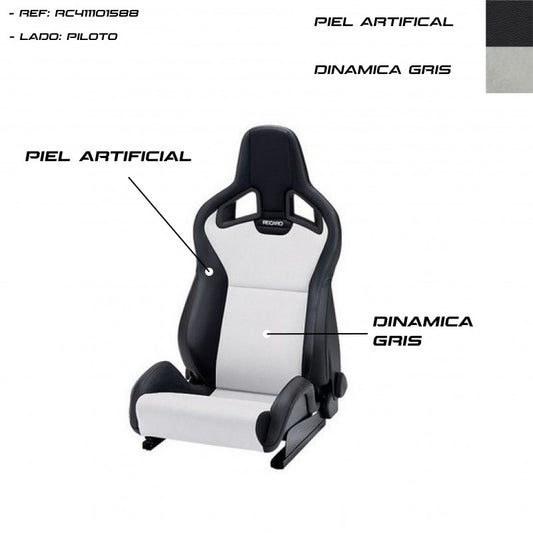 ASIENTO RECARO SPORTSTER CS AIRBAG CALEFACCION PIEL ARTIFICIAL NEGRO/DINAMICA GRIS PILOTO